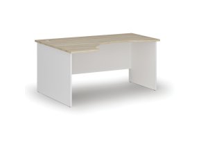 Ergonomický kancelářský psací stůl PRIMO WHITE, 160x120 cm, levý, bílá/dub přírodní