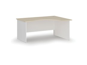 Ergonomický kancelářský psací stůl PRIMO WHITE, 160x120 cm, pravý, bílá/bříza
