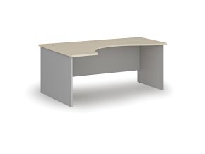Ergonomický kancelářský psací stůl PRIMO GRAY, 180x120 cm, levý, šedá/bříza