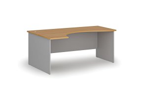 Ergonomický kancelářský psací stůl PRIMO GRAY, 180x120 cm, levý, šedá/buk