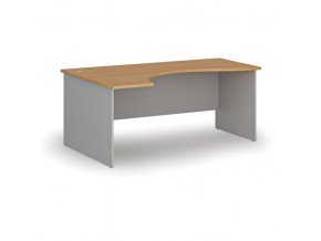 Ergonomický kancelářský pracovní stůl PRIMO GRAY, 1800 x 1200 mm, levý, šedá/buk