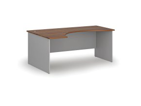 Ergonomický kancelářský psací stůl PRIMO GRAY, 180x120 cm, levý, šedá/ořech