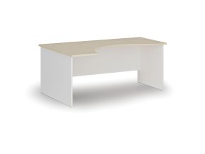 Ergonomický kancelářský psací stůl PRIMO WHITE, 180x120 cm, levý, bílá/bříza