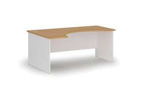 Ergonomický kancelářský psací stůl PRIMO WHITE, 180x120 cm, levý, bílá/buk