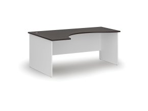 Ergonomický kancelářský psací stůl PRIMO WHITE, 180x120 cm, levý, bílá/wenge