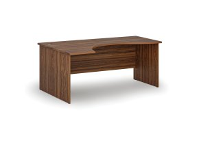 Ergonomický kancelářský psací stůl PRIMO WOOD, 180x120 cm, levý, ořech