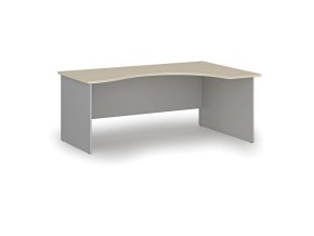Ergonomický kancelářský psací stůl PRIMO GRAY, 180x120 cm, pravý, šedá/bříza