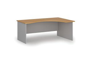 Ergonomický kancelářský psací stůl PRIMO GRAY, 180x120 cm, pravý, šedá/buk