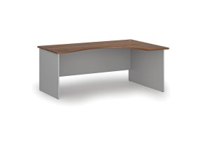 Ergonomický kancelářský psací stůl PRIMO GRAY, 180x120 cm, pravý, šedá/ořech