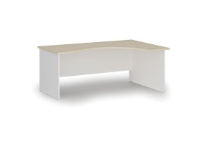 Ergonomický kancelářský psací stůl PRIMO WHITE, 180x120 cm, pravý, bílá/bříza