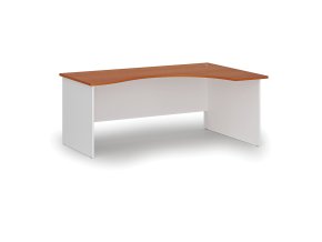 Ergonomický kancelářský psací stůl PRIMO WHITE, 180x120 cm, pravý, bílá/třešeň