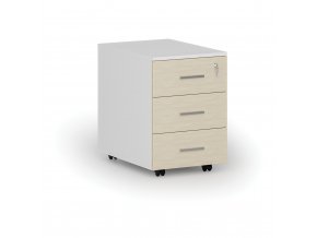 Kancelářský mobilní kontejner PRIMO WHITE, 3 zásuvky, bílá/bříza