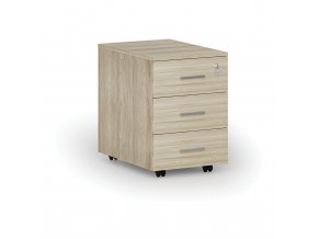 Kancelářský mobilní kontejner PRIMO WOOD, 3 zásuvky, dub přírodní