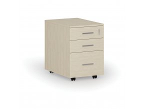 Kancelářský mobilní kontejner na závěsné složky PRIMO WOOD, 3 zásuvky, bříza