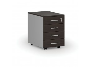 Kancelářský mobilní kontejner PRIMO GRAY, 4 zásuvky, šedá/wenge