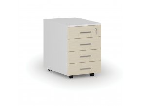 Kancelářský mobilní kontejner PRIMO WHITE, 4 zásuvky, bílá/bříza