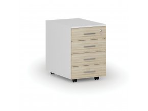 kancelarsky mobilni kontejner primo white 4 zasuvky bila dub prirodni 71323