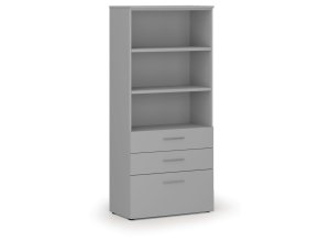 Kancelářská skříň s kombinovanými zásuvkami PRIMO GRAY, 1781 x 800 x 420 mm, šedá