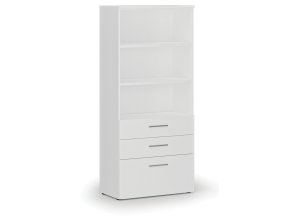 Kancelářská skříň s kombinovanými zásuvkami PRIMO WHITE, 800 x 420 x 1781 mm, bílá