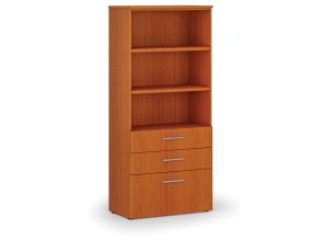 Kancelářská skříň s kombinovanými zásuvkami PRIMO WOOD, 800 x 420 x 1781 mm, třešeň