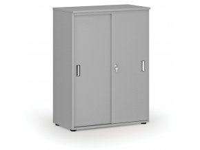 Kancelářská skříň se zasouvacími dveřmi PRIMO GRAY, 1087 x 800 x 420 mm, šedá