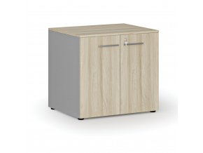 Kancelářská skříň s dveřmi PRIMO GRAY, 735 x 800 x 640 mm, šedá/dub přírodní