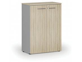 Kancelářská skříň s dveřmi PRIMO GRAY, 1087 x 800 x 420 mm, šedá/dub přírodní
