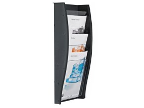 Nástěnný plastový zásobník na prospekty, 4x A4, černý