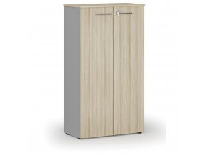 Kancelářská skříň s dveřmi PRIMO GRAY, 1434 x 800 x 420 mm, šedá/dub přírodní