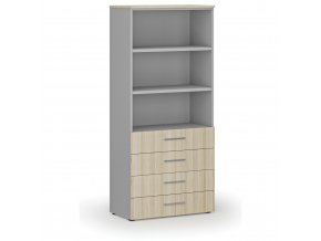 Kancelářská skříň se zásuvkami PRIMO GRAY, 1781 x 800 x 420 mm, šedá/dub přírodní