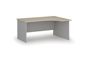 Rohový kancelářský psací stůl PRIMO GRAY, 160x120 cm, pravý, šedá/dub přírodní