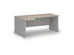 Rohový kancelářský psací stůl PRIMO GRAY, 180x120 cm, levý, šedá/dub přírodní
