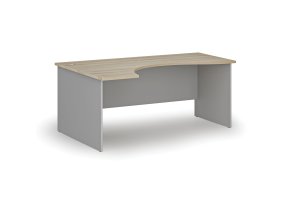 Ergonomický kancelářský psací stůl PRIMO GRAY, 180x120 cm, levý, šedá/dub přírodní