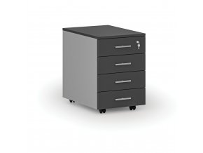 Kancelářský mobilní kontejner PRIMO GRAY, 4 zásuvky, šedá/grafit