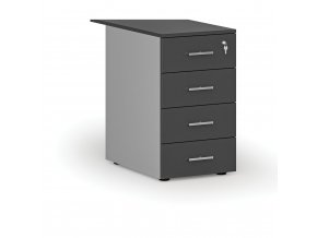 Kancelářský přístavný zásuvkový kontejner PRIMO GRAY, 4 zásuvky, šedá/grafit