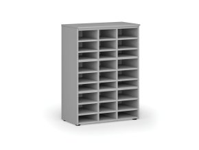 Třídicí regál PRIMO GRAY, 800 x 420 x 1087 mm, 27 přihrádek, šedý