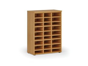 Třídicí regál PRIMO WOOD, 800 x 420 x 1087 mm, 27 přihrádek, buk