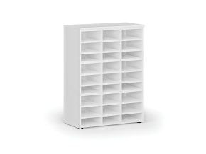 Třídicí regál PRIMO WHITE, 800 x 420 x 1087 mm, 27 přihrádek, bílý