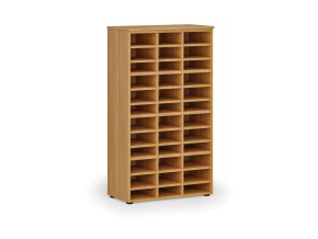 Třídicí regál PRIMO WOOD, 800 x 420 x 1434 mm, 36 přihrádek, buk