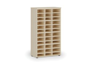 Třídicí regál PRIMO WOOD, 800 x 420 x 1434 mm, 36 přihrádek, bříza