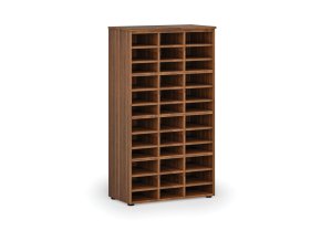 Třídicí regál PRIMO WOOD, 800 x 420 x 1434 mm, 36 přihrádek, ořech