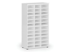 Třídicí regál PRIMO WHITE, 800 x 420 x 1434 mm, 36 přihrádek, bílý