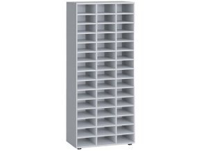 Třídicí regál PRIMO GRAY, 800 x 420 x 1781 mm, 45 přihrádek, šedý