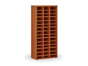 Třídicí regál PRIMO WOOD, 800 x 420 x 1781 mm, 45 přihrádek, třešeň
