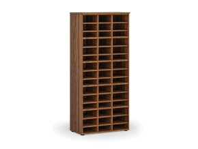 Třídicí regál PRIMO WOOD, 800 x 420 x 1781 mm, 45 přihrádek, ořech