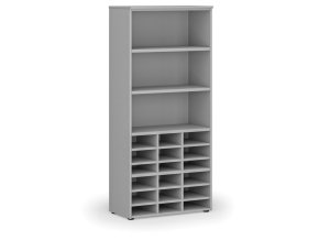 Třídicí regál PRIMO GRAY, 800 x 420 x 1781 mm, 18 přihrádek, šedý