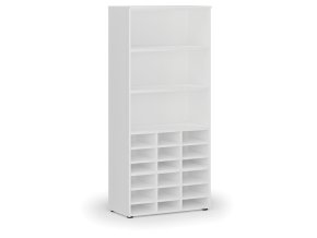 Třídicí regál PRIMO WHITE, 800 x 420 x 1781 mm, 18 přihrádek, bílý