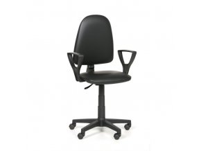Dílenská pracovní židle na kolečkách TORINO s područkami, permanentní kontakt, pro měkké podlahy, černá