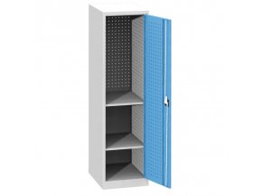uzka dilenska policova skrin na naradi kovos 2 police svarovana perforovana 505 x 600 x 1950 mm 75064