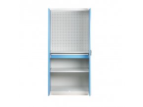 policova dilenska skrin na naradi kovos perforovany panel 2 police 1 zasuvka 950 x 600 x 1950 mm 75070